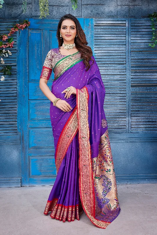 NOZ2TOZ Women Wedding Wear Zari Weaving Paithani Silk Saree with Unstitched Blouse - Light Blue Delicate Pleat Blouse NOZ2TOZ Women Wedding Wear Zari Weaving Paithani Silk Saree with Unstitched Blouse - Light Blue Delicate Pleat Blouse