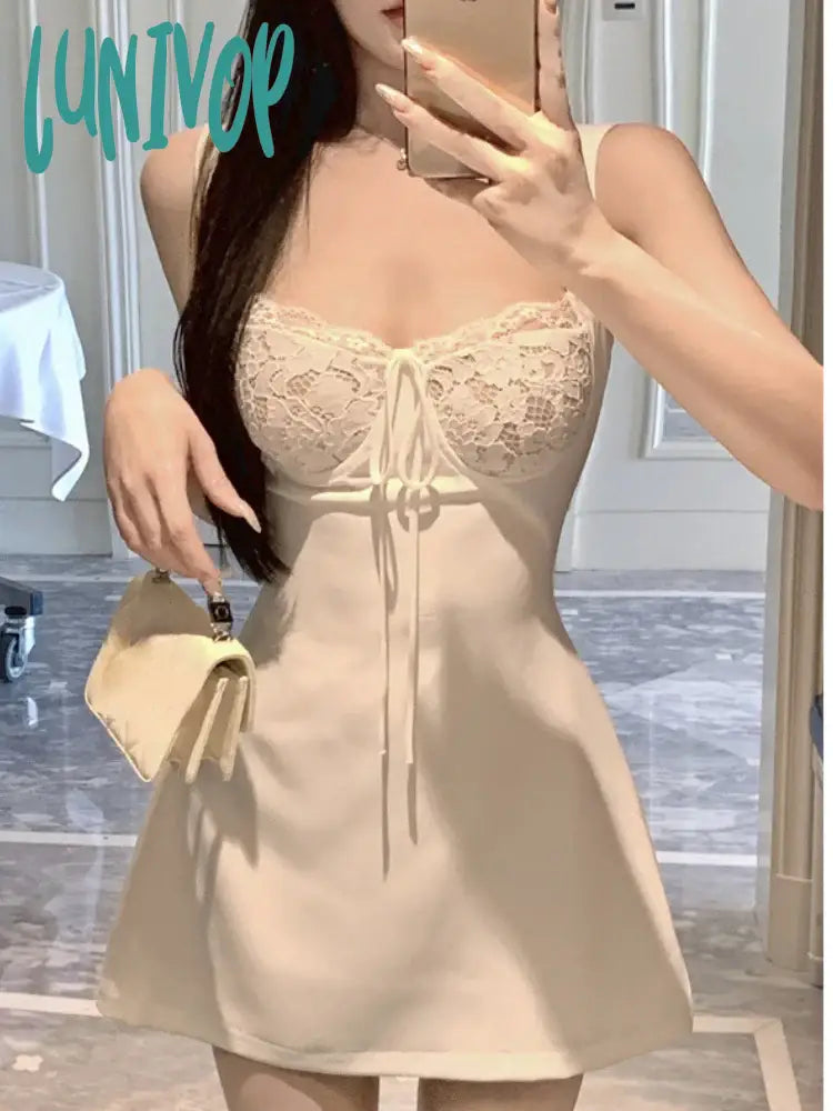 Lunivop Summer Lace Sexy Designer Dress Women Korean Fashion Party Mini Dress Female Strappy Backless Casual Suspender Dress Chic Pleated Mini Dress Lunivop Summer Lace Sexy Designer Dress Women Korean Fashion Party Mini Dress Female Strappy Backless Casual Suspender Dress Chic Pleated Mini Dress