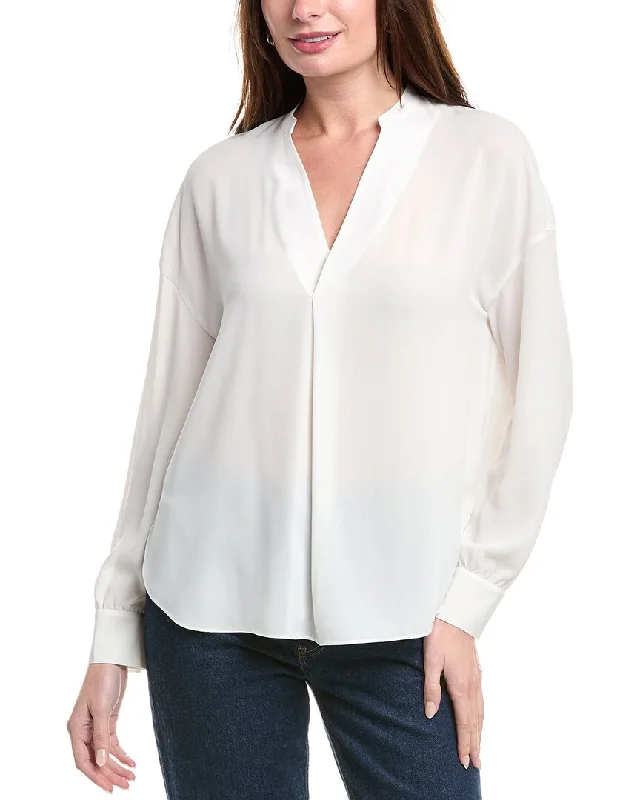 Vince Front Pleat Blouse Floral Print Blouse