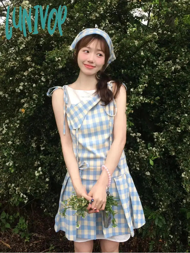 Lunivop 2000s Vintage Blue Plaid Fake Two Piece Dress Women Casual Retro Y2k Mini Dress Summer 2024 Japanese Fashion Sweet Cute Dress Cozy Wraparound Mini Dress Lunivop 2000s Vintage Blue Plaid Fake Two Piece Dress Women Casual Retro Y2k Mini Dress Summer 2024 Japanese Fashion Sweet Cute Dress Cozy Wraparound Mini Dress
