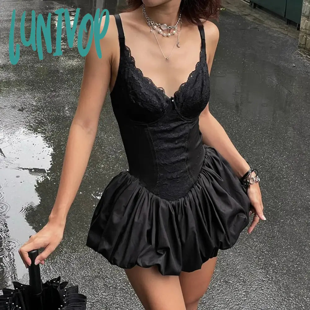 Lunivop Sexy V-Neck Bud Suspender Dress For Women Solid Lace Patchwork Sleeveless High Waisted Backless Slim Fit Mini Dresses New Trendy Denim Mini Dress Lunivop Sexy V-Neck Bud Suspender Dress For Women Solid Lace Patchwork Sleeveless High Waisted Backless Slim Fit Mini Dresses New Trendy Denim Mini Dress