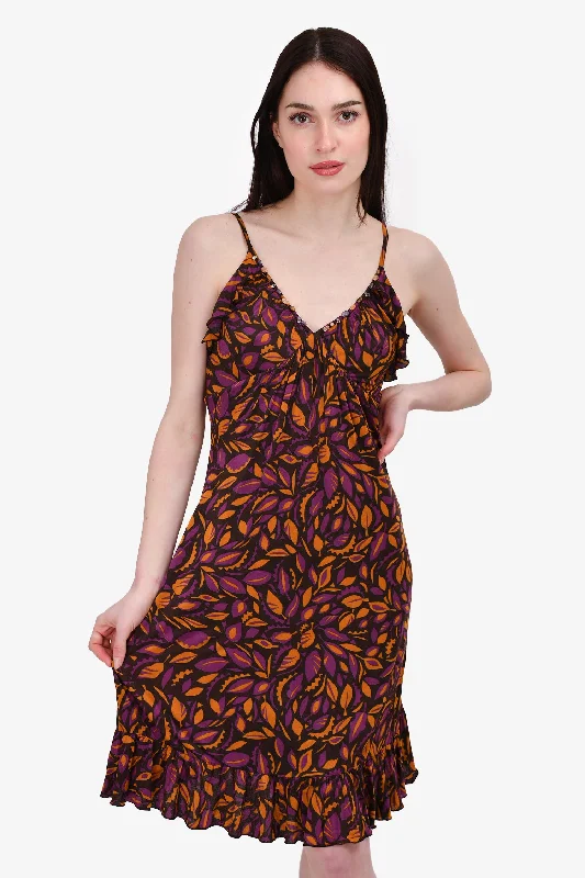 Max Mara Brown/Purple Pattern Sleeveless Mini Dress Size S Classic Solid Mini Dress