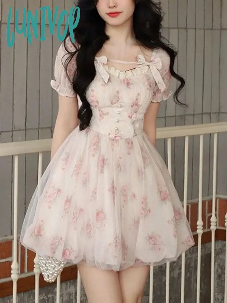 Lunivop Summer Floral Sweet Mini Dress Women Print French Elegant Fairy Dress Female Korean Fashion Cute Party Mini Dress Summer Chic Sleeveless Mini Dress Lunivop Summer Floral Sweet Mini Dress Women Print French Elegant Fairy Dress Female Korean Fashion Cute Party Mini Dress Summer Chic Sleeveless Mini Dress