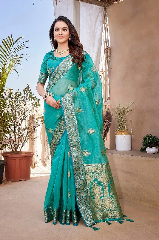 NOZ2TOZ Women Party Wear Pure Zari Silk Saree with Unstitched Blouse - Rama Lightweight Linen Blouse NOZ2TOZ Women Party Wear Pure Zari Silk Saree with Unstitched Blouse - Rama Lightweight Linen Blouse