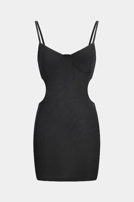 Cut Out Bustier Slip Mini Dress Casual Button-Up Mini Dress