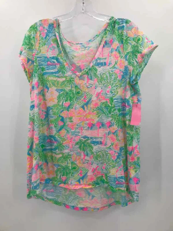 Pre-Owned Lilly Pulitzer Blue Size Medium T-shirt-- Real Fur Shearling Chenille