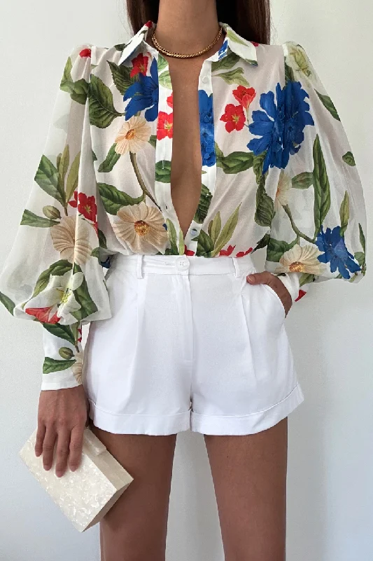 FLEETWOOD BLOUSE - MAIORI WHITE Silky Draped Blouse