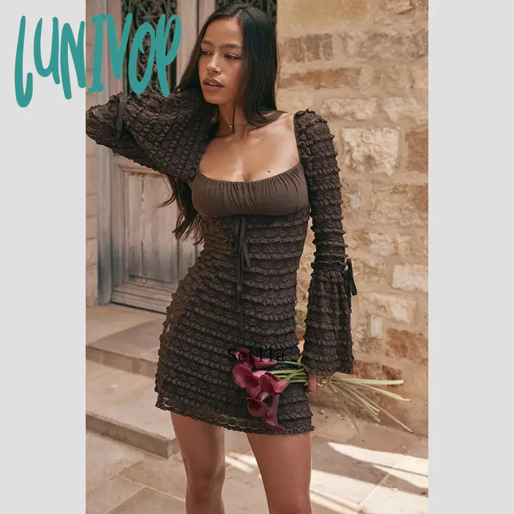 Lunivop Lace Patchwork Square Neck Backless Long Sleeve Bodycon Mini Dress Women Autumn Elegant Sexy Tie Up Party Clubwear Sexy Dress Chic Tropical Mini Dress Lunivop Lace Patchwork Square Neck Backless Long Sleeve Bodycon Mini Dress Women Autumn Elegant Sexy Tie Up Party Clubwear Sexy Dress Chic Tropical Mini Dress