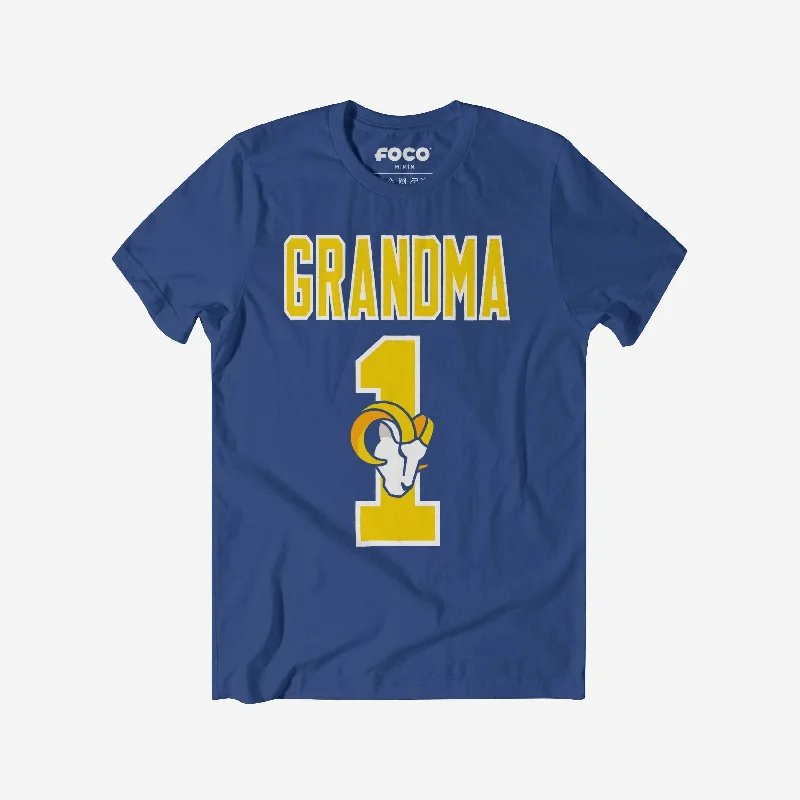 Los Angeles Rams Number 1 Grandma T-Shirt-- Front Pockets Side Pockets Patch Pockets Los Angeles Rams Number 1 Grandma T-Shirt-- Front Pockets Side Pockets Patch Pockets