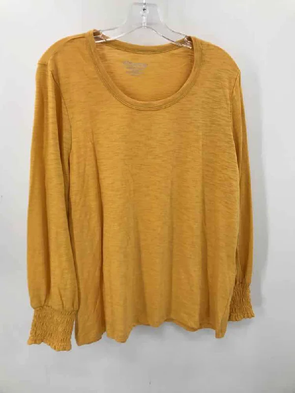 Pre-Owned Chico's Yellow Size Large Long Sleeve T-shirt-- Solid Color Striped Floral Pre-Owned Chico's Yellow Size Large Long Sleeve T-shirt-- Solid Color Striped Floral