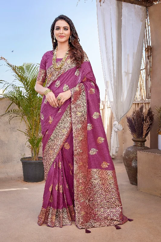 NOZ2TOZ Women Wedding Wear Zari Weaving Paithani Silk Saree with Unstitched Blouse - Purple Romantic Lace Blouse NOZ2TOZ Women Wedding Wear Zari Weaving Paithani Silk Saree with Unstitched Blouse - Purple Romantic Lace Blouse