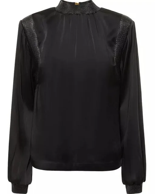 Tom Ford Womens Long Sleeve Blouse In Black Elegant Embroidery Blouse