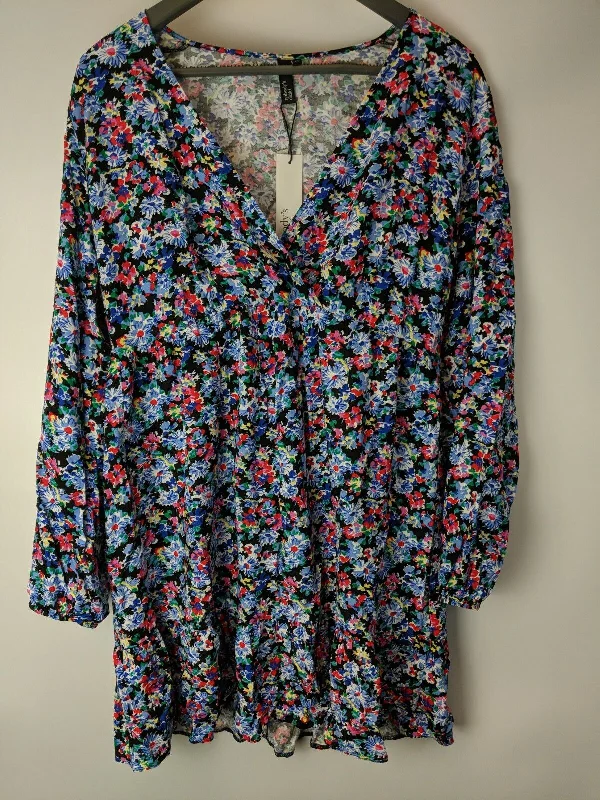 Nobodys Child Brioney Floral Blue Florence Mini Dress Size 8 **** V314 Elegant Off-Shoulder Dress Mini