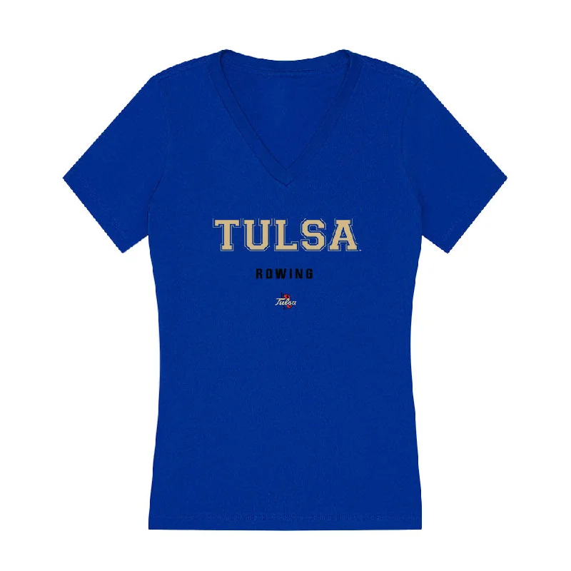 Tulsa - NCAA Women's Rowing : Sarah Menefee - Women's V-Neck T-Shirt-- Wool Fabric Cashmere Fabric Tweed Fabric Tulsa - NCAA Women's Rowing : Sarah Menefee - Women's V-Neck T-Shirt-- Wool Fabric Cashmere Fabric Tweed Fabric
