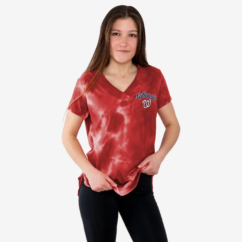 Washington Nationals Womens Tie-Dye Rush Oversized T-Shirt-- Sequined Glittery Shiny Washington Nationals Womens Tie-Dye Rush Oversized T-Shirt-- Sequined Glittery Shiny