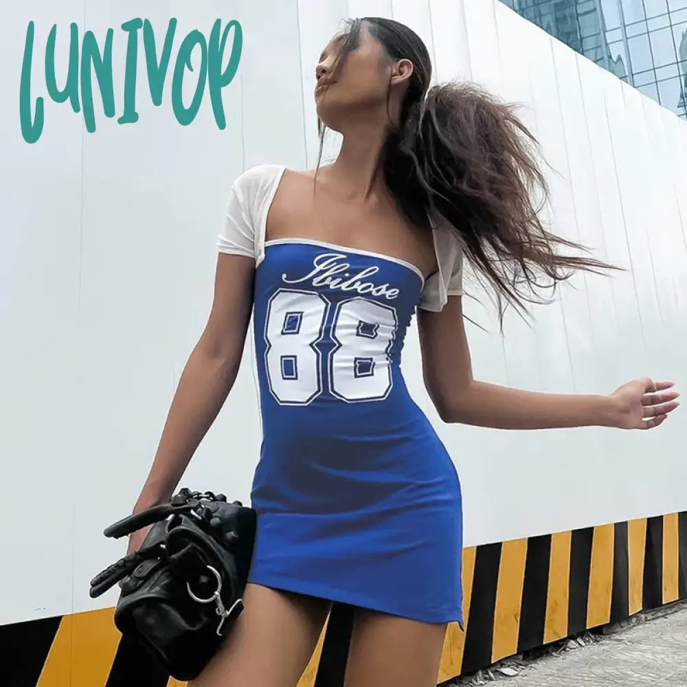 Lunivop Y2K Women Tube Dress Letter Number Print Boat Neck Bodycon Dress Strapless Dress Summer Backless Mini Dress with Shrugs Set Casual Mini Dress with Pockets Lunivop Y2K Women Tube Dress Letter Number Print Boat Neck Bodycon Dress Strapless Dress Summer Backless Mini Dress with Shrugs Set Casual Mini Dress with Pockets