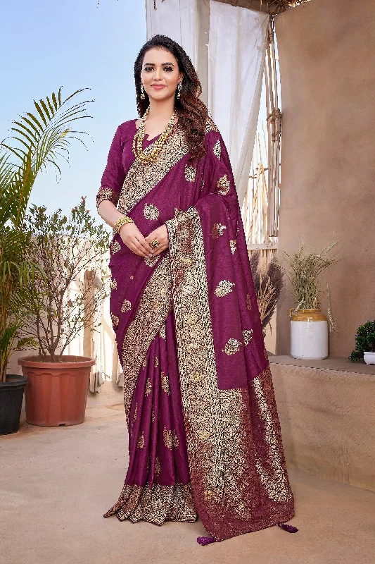 NOZ2TOZ Women Wedding Wear Zari Weaving Paithani Silk Saree with Unstitched Blouse - Wine Smart Casual Blouse NOZ2TOZ Women Wedding Wear Zari Weaving Paithani Silk Saree with Unstitched Blouse - Wine Smart Casual Blouse