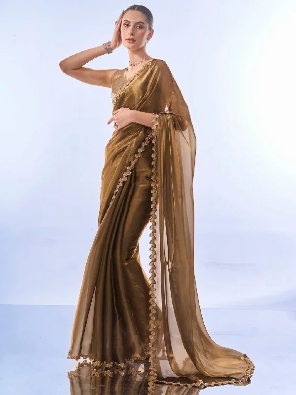 NOZ2TOZ Women Party Wear Printed Premium Organza Saree with Unstitched Blouse - Mahendi Green Everyday Stylish Blouse NOZ2TOZ Women Party Wear Printed Premium Organza Saree with Unstitched Blouse - Mahendi Green Everyday Stylish Blouse