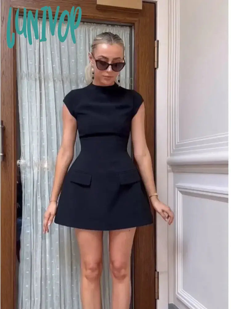 Lunivop Women Elegant Slim Solid Pockets Mini Dress Fashion O-neck Short Sleeve A-line Dresses Office Lady Chic Commuting Robes Fashionable Denim Mini Dress Lunivop Women Elegant Slim Solid Pockets Mini Dress Fashion O-neck Short Sleeve A-line Dresses Office Lady Chic Commuting Robes Fashionable Denim Mini Dress