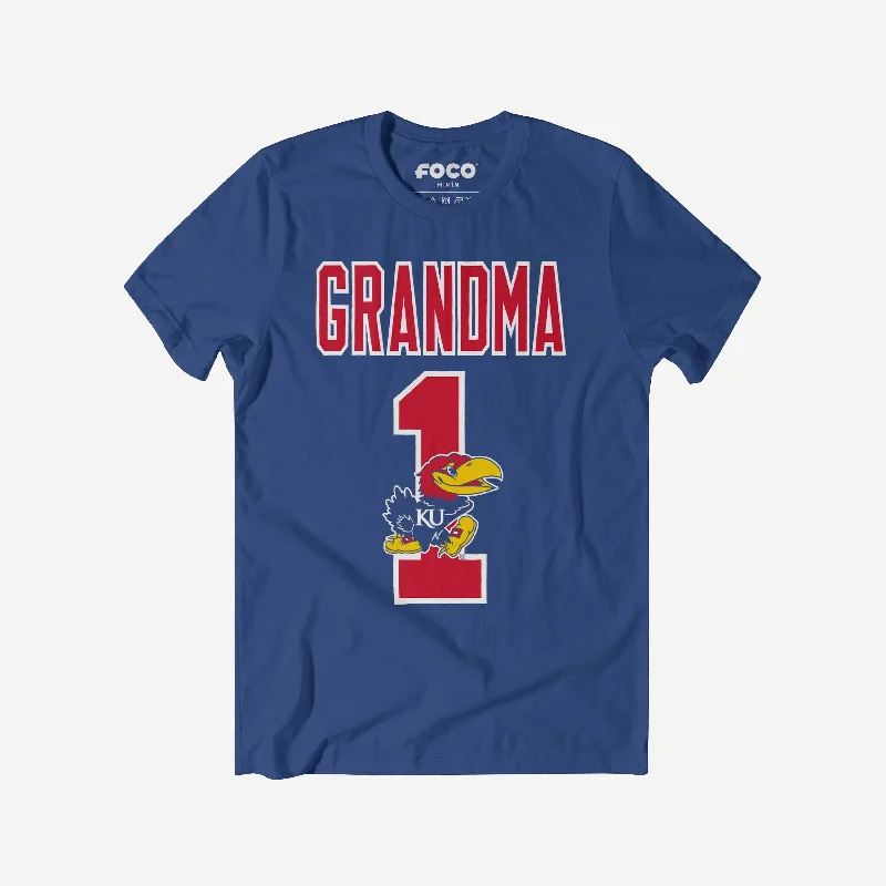 Kansas Jayhawks Number 1 Grandma T-Shirt-- Fleece Fabric Down Fabric Feather Fabric