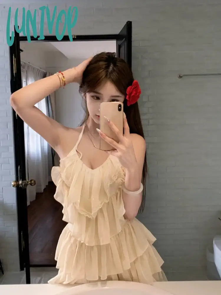 Lunivop Summer Casual Beach Style Y2k Mini Dress Women Chiffon Lace Dress Even Party Korean Fashion Clothing Pure Color Sleeveless Fashionable Boho-Chic Mini Dress Lunivop Summer Casual Beach Style Y2k Mini Dress Women Chiffon Lace Dress Even Party Korean Fashion Clothing Pure Color Sleeveless Fashionable Boho-Chic Mini Dress