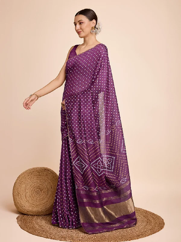 NOZ2TOZ Women Party Wear Semi Cotton Silk Saree with Unstitched Blouse - Purple Classic Striped Blouse NOZ2TOZ Women Party Wear Semi Cotton Silk Saree with Unstitched Blouse - Purple Classic Striped Blouse
