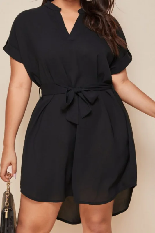 Notched Tie Waist Mini Dress Trendy Camisole Mini Dress