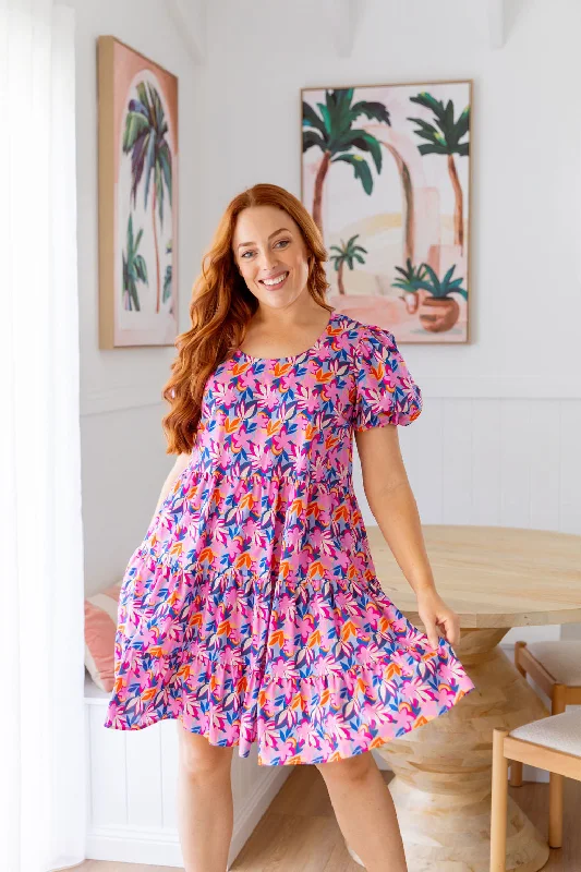 Greta Party Dress in Pink Garden Tunics Polka dots