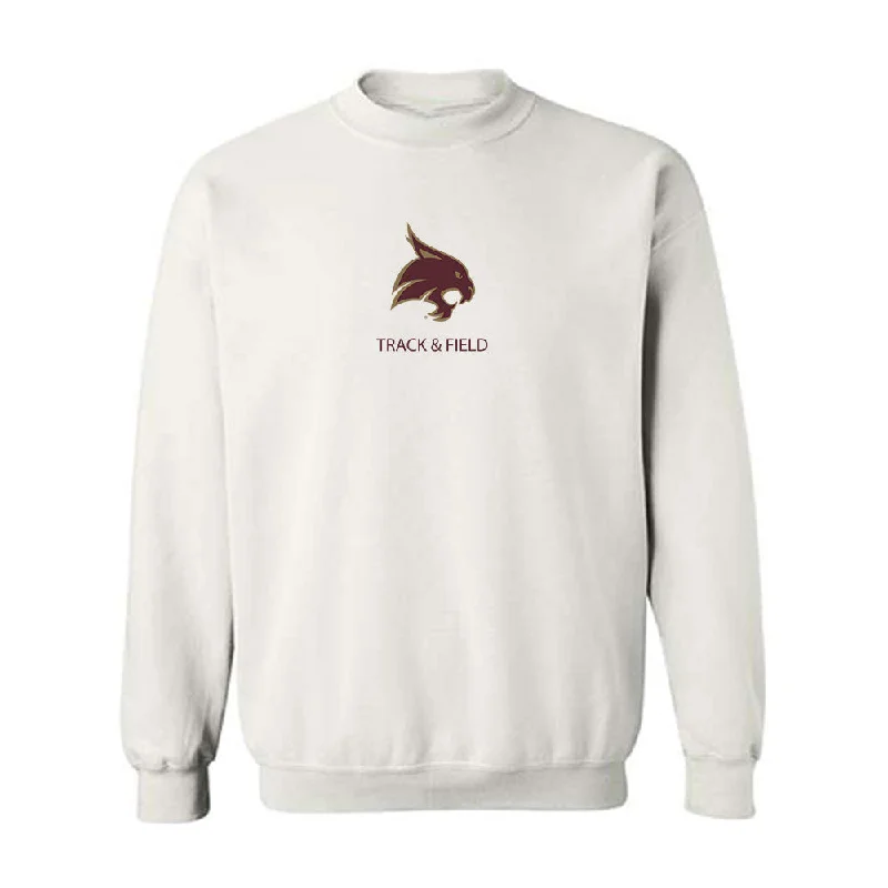 Texas State - NCAA Women's Track & Field : Sydney Magennis - Crewneck Sweatshirt Hoodie with Hem Applique Textured Unique Texas State - NCAA Women's Track & Field : Sydney Magennis - Crewneck Sweatshirt Hoodie with Hem Applique Textured Unique