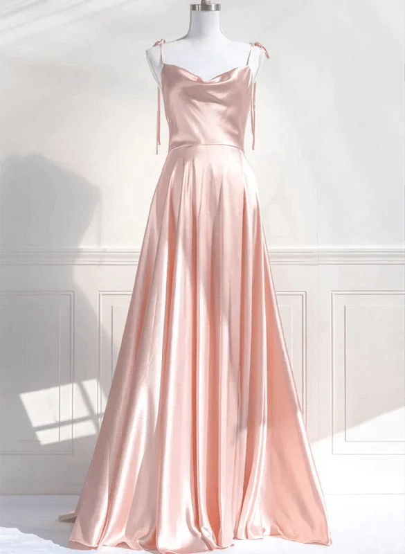 A-line Pink Satin Straps Sweetheart Prom Dress, Pink Satin Party Dress Tunics Chic elegant A-line Pink Satin Straps Sweetheart Prom Dress, Pink Satin Party Dress Tunics Chic elegant
