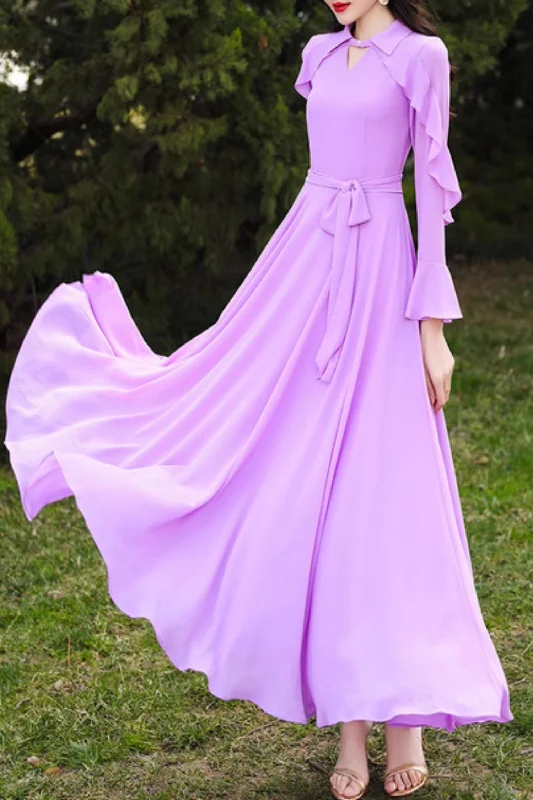 Prom summer purple maxi wedding chiffon dress 5072 sweetheart Neckline Romantic
