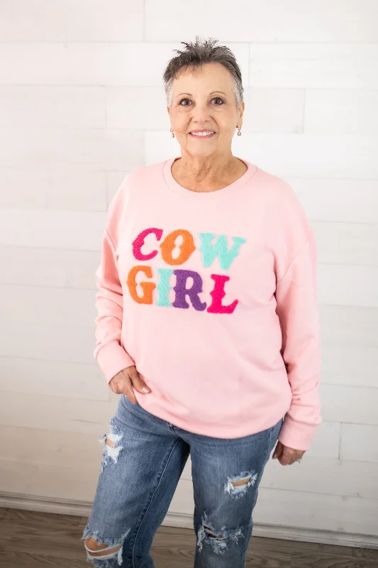 The Royal Standard Cowgirl Sweatshirt-Pink Multi Hoodie with V-Neck Classic Versatile The Royal Standard Cowgirl Sweatshirt-Pink Multi Hoodie with V-Neck Classic Versatile
