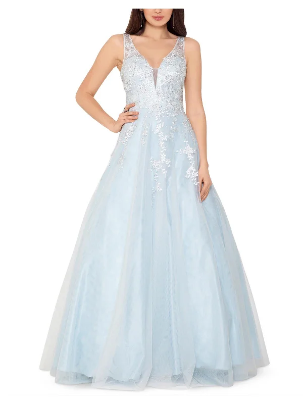 Womens Mesh Applique Evening Dress Tunics Sophisticated sleek