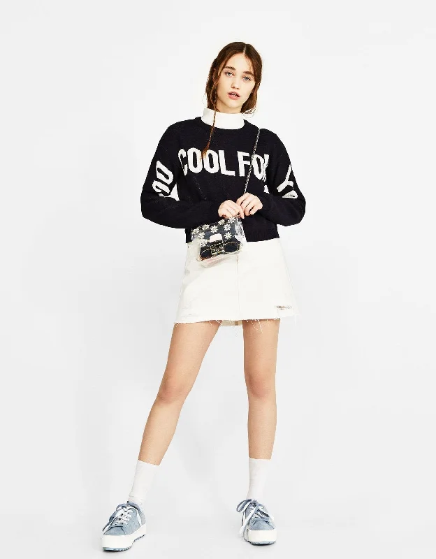 Hoodie with slogan Hoodie with Zipper Placket Modern Functional