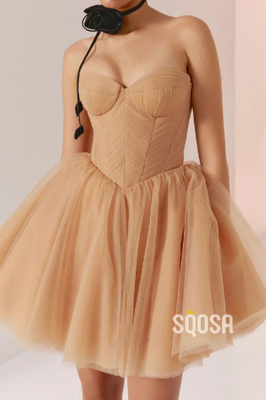 Casual Tulle A-Line Sweetheart Strapless Party/Homecoming Dress QS2535 Tunics Chic fashionable