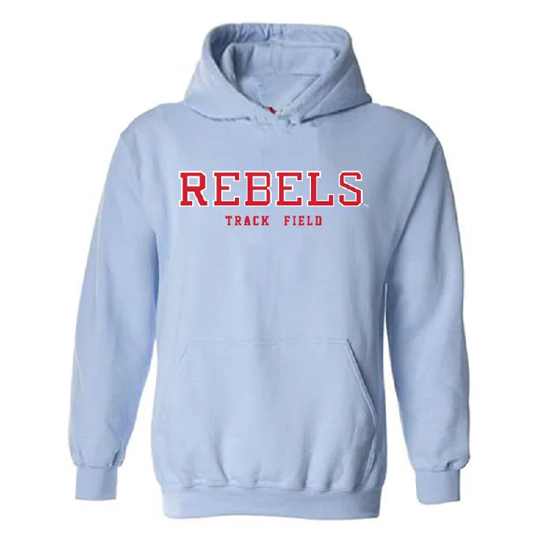 Ole Miss - NCAA Women's Track & Field : Akaomachukwu Odeluga - Hooded Sweatshirt Hoodie with Hem Patch Decorative Personalized Ole Miss - NCAA Women's Track & Field : Akaomachukwu Odeluga - Hooded Sweatshirt Hoodie with Hem Patch Decorative Personalized