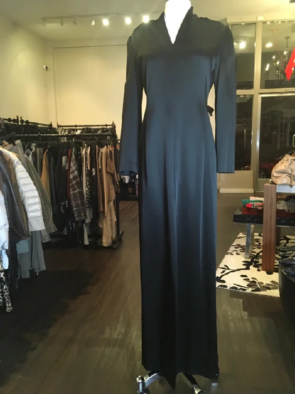 Genny Oro Black Wool Gown Long Dress Evening Vintage 732-3-52519 Tunics Travel practical
