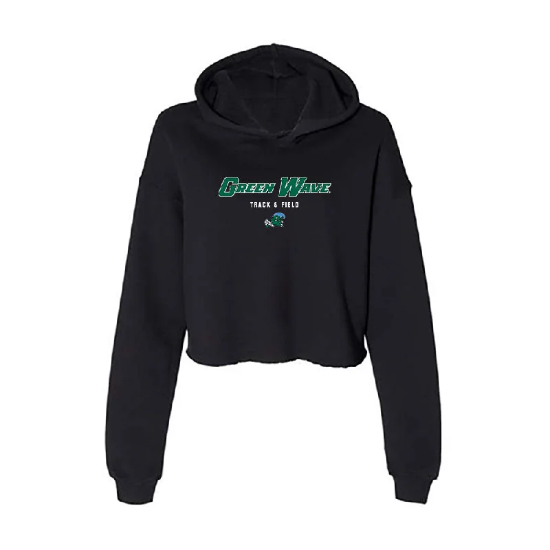Tulane - NCAA Women's Track & Field : Ali Saunders - Women's Crop Fleece Hoodie Hoodie with Applique Textured Unique Tulane - NCAA Women's Track & Field : Ali Saunders - Women's Crop Fleece Hoodie Hoodie with Applique Textured Unique