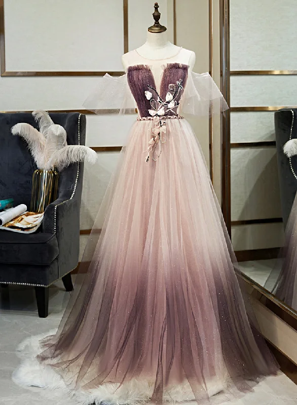 Fashionable Pink Off Shoulder Graident Long Lace Party Dress Evening Dress, Pink Formal Dresses Sequined Elegant Party Fashionable Pink Off Shoulder Graident Long Lace Party Dress Evening Dress, Pink Formal Dresses Sequined Elegant Party