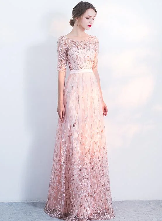 Pink Short Sleeves Lace Floral Party Dress, A-line Wedding Party Dress, Bridesmaid Dress Tunics Recommended stylist Pink Short Sleeves Lace Floral Party Dress, A-line Wedding Party Dress, Bridesmaid Dress Tunics Recommended stylist