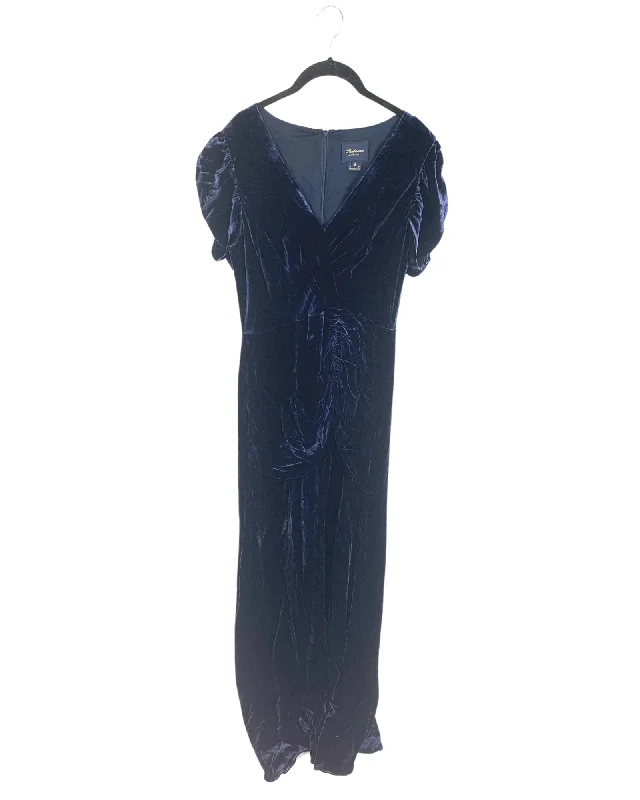 Navy Velvet Long Dress - Size 8 Tunics Denim casual