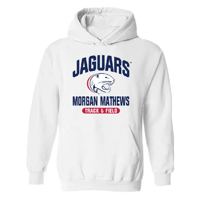 South Alabama - NCAA Women's Track & Field : Morgan Mathews - Classic Fashion Shersey Hooded Sweatshirt Hoodie with Hem Fringe Bohemian Relaxed South Alabama - NCAA Women's Track & Field : Morgan Mathews - Classic Fashion Shersey Hooded Sweatshirt Hoodie with Hem Fringe Bohemian Relaxed