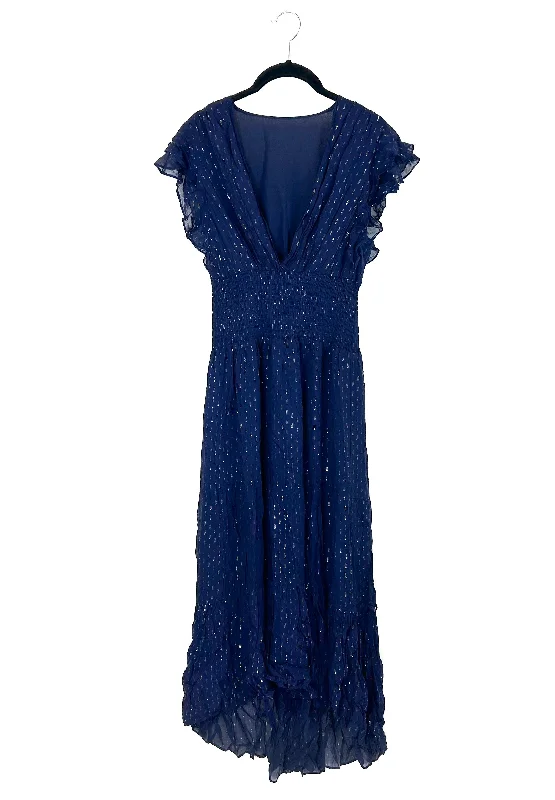 Midnight Blue and Gold Dress - Size 4/6 empire Waist empire