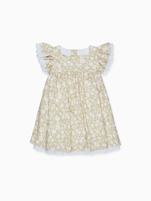 Olive Floral Neva Girl Empire Dress Tunics Trendy modern