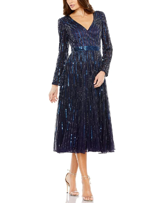 Mac Duggal Tea-Length Dress Boatneck Modish Everyday