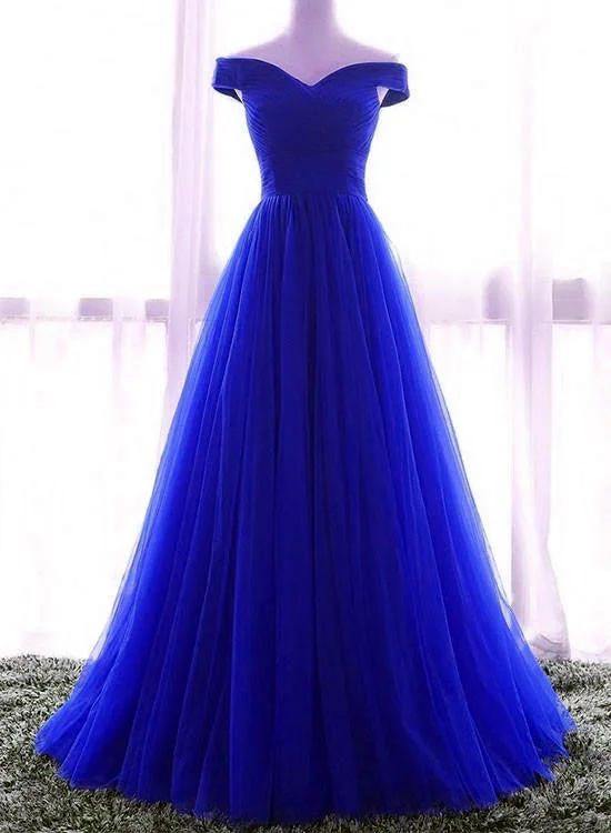 Royal Blue Off Shoulder Sweetheart Long Prom Dress , Blue Party Dresses, Prom Dress Tunics Mesh breathable Royal Blue Off Shoulder Sweetheart Long Prom Dress , Blue Party Dresses, Prom Dress Tunics Mesh breathable