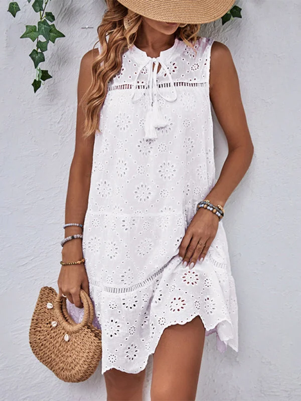 Women's new patchwork lace babydoll dress holiday style dress Tunics Plaid country