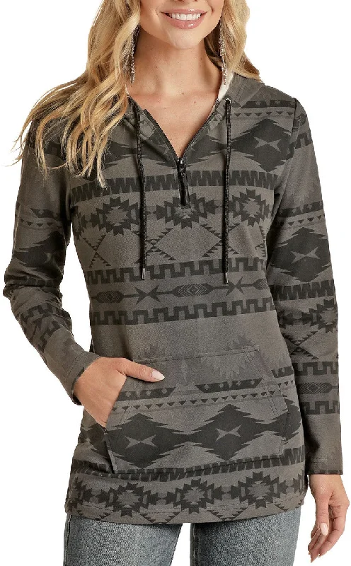Aztec print hoodie Hoodie with Batwing Sleeves Loose Dramatic