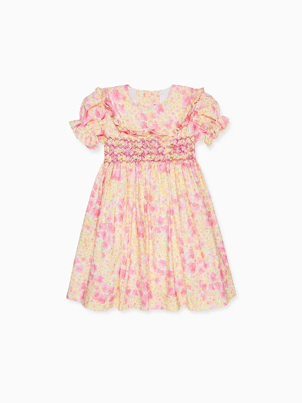 Pink Floral Silvana Girl Hand-Smocked Dress Tunics Stylish modern