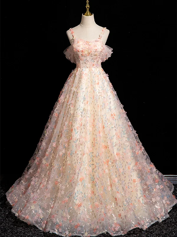 Lovely Lace Straps Pink Flowers Sweetheart Party Dress, Pink Off Shoulder Prom Dress Tunics Versatile stylish Lovely Lace Straps Pink Flowers Sweetheart Party Dress, Pink Off Shoulder Prom Dress Tunics Versatile stylish